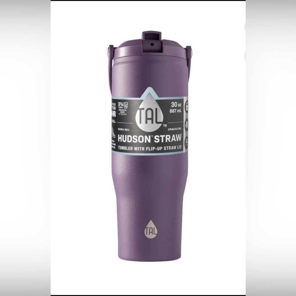 TAL Stainless Steel Hudson Tumbler with Flip-Up Straw 30oz, Purple